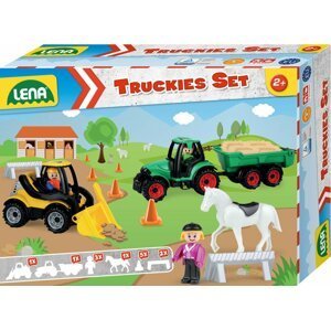 Truckies set farma plast traktor s přívěsem, nakladač s doplňky v krabici 38x28x10cm 24m+ - Loana