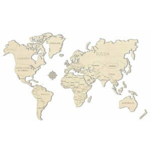 Wooden City Mapa světa dřevěná velikost M (57x38cm)
