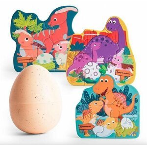 Puzzle Dinosauři ve vejci, dřevěné s hračkou