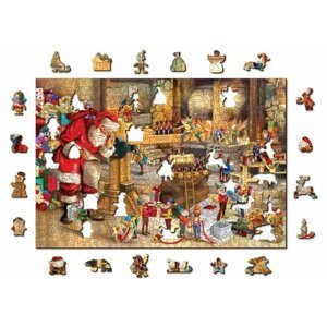 Wooden City Puzzle Santova dílna 2v1, dřevěné, 505 dílků