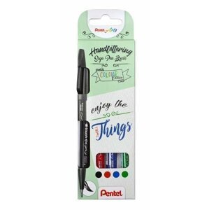 Popisovač Pentel Arts Touch Brush Sign Pen - 4 základní barvy, sada