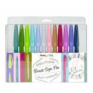Popisovač Pentel Arts Touch Brush Sign Pen - 12 barev, sada