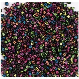 Playbox Černé korálky 6 x 6 mm s neonovými písmenky 300 ks