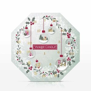 YANKEE CANDLE Dárková sada Adventní věnec (24 × čajová svíčka (á 3 ks)+ 1 × skleněný svícen čirý na čajovou svíčku)