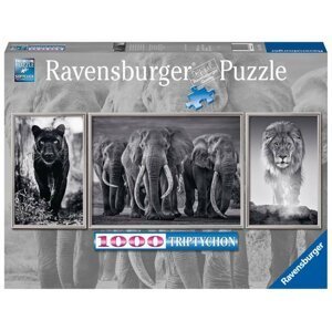 Ravensburger Puzzle - Panter, slon a lev 1000 dílků Panorama