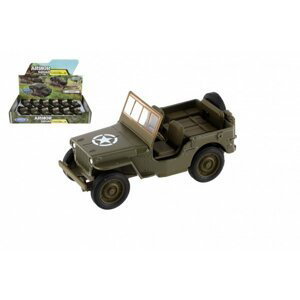 Auto Welly Jeep 1941 Willys MB terénní vojenské plast/kov 10cm zpětné natažení