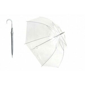 Deštník průhledný bílý svatební plast/kov 82cm v sáčku