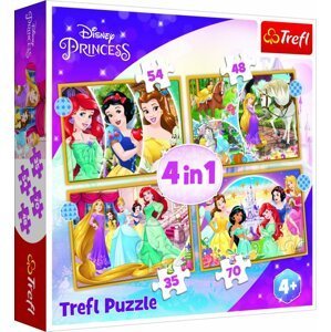 Trefl Puzzle Disney princezny: Šťastný den 4v1 (35,48,54,70 dílků) - Trefl