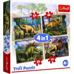 Puzzle 4v1 Zajímaví dinosauři 28,5x20,5cm v krabici 28x28x6cm - Trigano