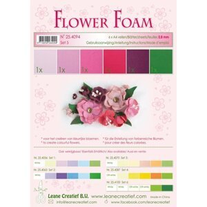 Flower Foam Speciální pěnová guma A4 - červenorůžové barvy 6 ks