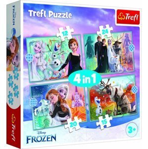 Puzzle Ledové království - Úžasný svět 4v1 (12,15,20,24 dílků) - Trefl