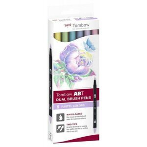 Tombow ABT Dual Pen Brush Sada oboustranných štětcových fixů - Pastels 6 ks