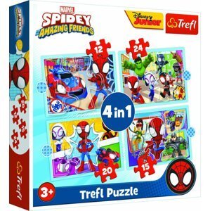 Trefl Puzzle Spidey a jeho úžasní přátelé 4v1 (12,15,20,24 dílků) - Trefl
