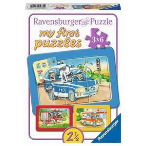Ravensburger Puzzle Zásahová vozidla se zvířátky za volantem 3x6 dílků