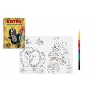Krtek - Maluj podle barevných teček + maxi voskovky