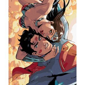 Malování podle čísel 40 x 50 cm Wonder Woman - WONDER WOMAN A SUPERMAN SELFIE