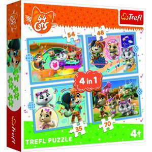 Trefl Puzzle 44 koček: Kočičí tým 4v1 (35,48,54,70 dílků) - Trigano
