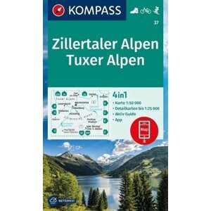 Zillertaler Alpen, Tuxer alpen 1:25 000 / turistická mapa KOMPASS 37