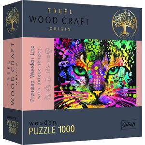 Trefl Wood Craft Origin Puzzle Barevná kočka 1000 dílků - dřevěné - Trigano