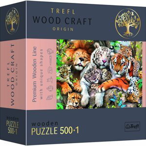Trefl Wood Craft Origin Puzzle Divoké kočky v džungli 501 dílků - dřevěné - Trigano