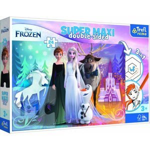 Puzzle 3v1 maxi oboustranné 24 dílků Šťastná země Ledové království/Frozen 60x40cm v krab. 40x27x6 - Trigano