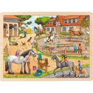 Dřevěné puzzle Jezdecká stáj 96 dílků
