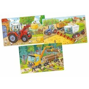 Dřevěné puzzle Zemědělské stroje 3x24 dílků