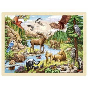 Goki Puzzle Divoká příroda Severní Ameriky 96 dílků - dřevěné