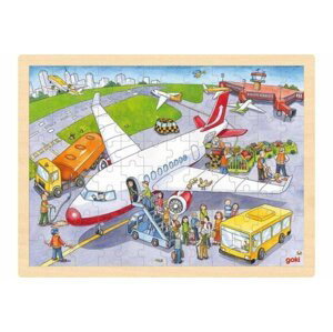 Goki Puzzle Na letišti 96 dílků - dřevěné