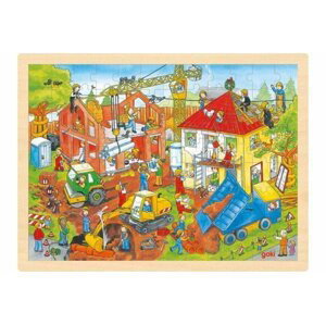 Goki Puzzle Na staveništi 96 dílků - dřevěné
