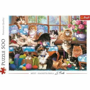 Puzzle Kočičí rodina 500 dílků 48x34cm v krabici 40x27x4,5cm