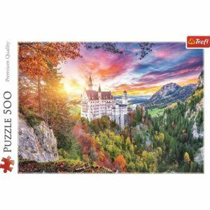 Puzzle Pohled na zámek Neuschwanstein, Německo 500 dílků 48x34cm v krabici 40x26,5x4,5cm