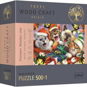 Trefl Wood Craft Origin Puzzle Vánoční kočky 501 dílků - dřevěné