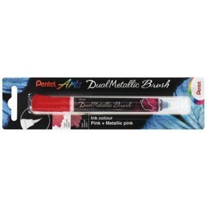 Pentel Dual Metallic Brush štětečkový popisovač - růžový