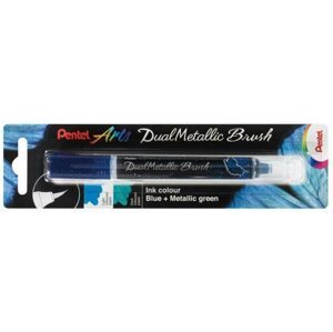 Pentel Dual Metallic Brush štětečkový popisovač - modrý