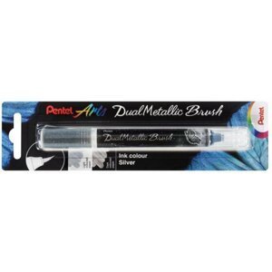 Pentel Dual Metallic Brush štětečkový popisovač - stříbrný