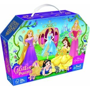 Trefl Puzzle v kufříku Disney: Šťastné princezny 70 dílků Třpytivé - Trigano