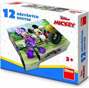 Dřevěné kostky Mickey a Minnie 12 kostek - Dino