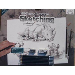 Malování skicovacími tužkami,30x40cm-Nosorožec