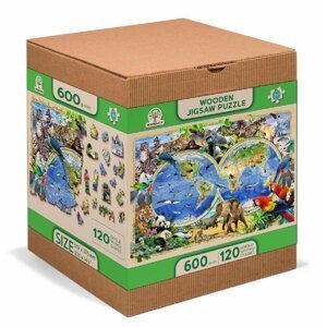 Dřevěné puzzle Mapa Království zvířat XL,600 dílků