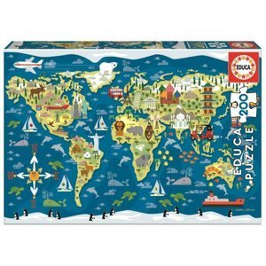 Puzzle Mapa světa 200 dílků
