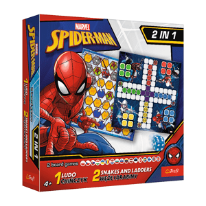 Soubor her 2v1 Člověče, nezlob se, Hadi a žebříky Spider-Man v krabici 25x25x5,5cm - Trigano