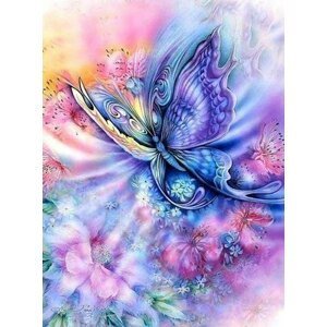 Diamantové malování - Barevný motýl 40 x 50 cm (bez rámu)