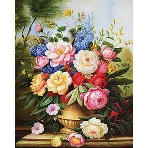 Sada pro křížkové vyšívání - Pestrobarevná kytice květin 32 x 40 cm