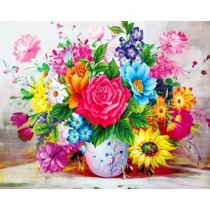 Sada pro křížkové vyšívání - Kytice barevných květin 32 x 40 cm