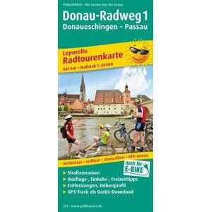 Dunajská cyklostezka 1, Donaueschingen-Passau 1:50 000 / cyklistická mapa