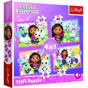 Puzzle 4v1 Gabbyina dobrodružství/Gabby´s Dollhouse  28,5x20,5cm v krabici 28x28x6cm - Trigano
