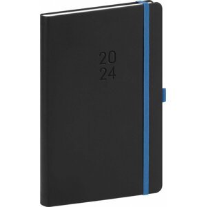 Diář 2024: Nox - černý/modrý, týdenní, 15 × 21 cm