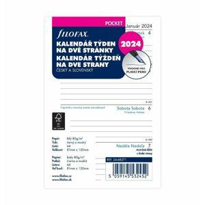 Filofax Náplň do diáře 2024 - kapesní, týden/2 str, linky, ČJ+SJ