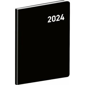 Diář 2024 - Černý, plánovací měsíční, kapesní, 7 x 10 cm